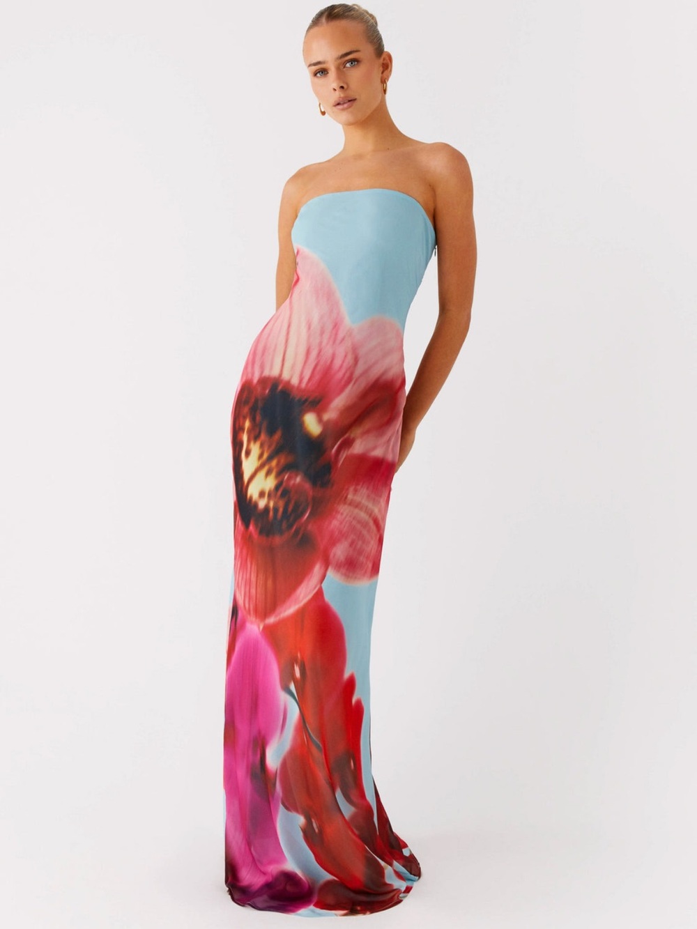 Pepper Mayo Strapless Blue Floral Print Maxi Dress - Picture 5 of 13